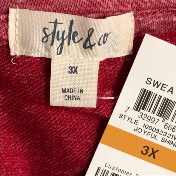 Style & Co pink long sleeve Joyful tee, NWT 3X - Picture 7 of 7